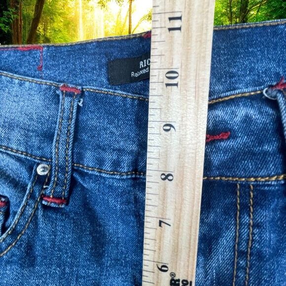 True Religion Ricky Jean Mens 30x30 Blue Relaxed Straight Denim Front Whiskering - Picture 8 of 15
